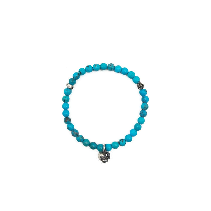 Chrome Hearts 6mm Turquoise 3 Silver Beaded Bracelet - SHENGLI ROAD MARKET