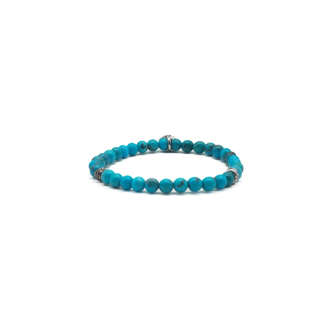 Chrome Hearts 6mm Turquoise 3 Silver Beaded Bracelet - SHENGLI ROAD MARKET