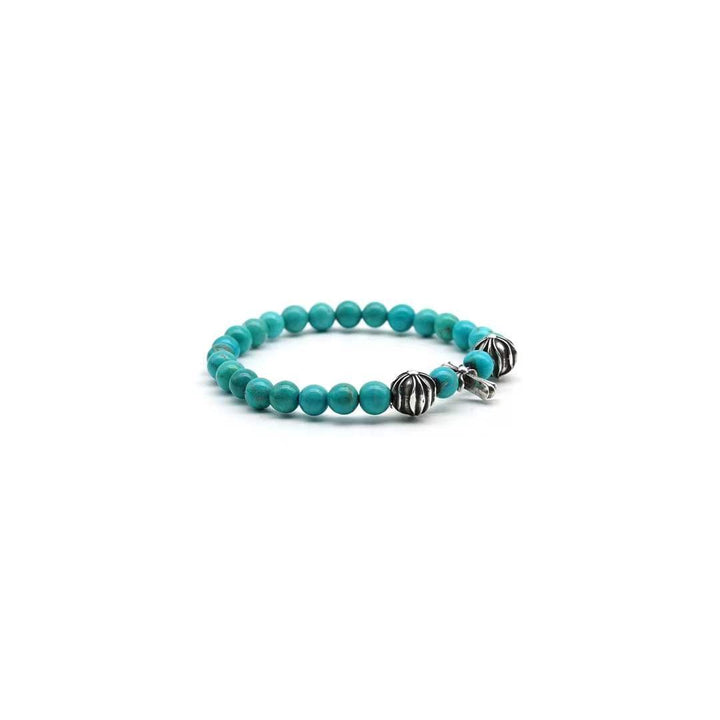 Chrome Hearts 6mm Turquoise 3 Silver Beaded Bracelet - SHENGLI ROAD MARKET