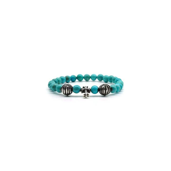 Chrome Hearts 6mm Turquoise 3 Silver Beaded Bracelet - SHENGLI ROAD MARKET