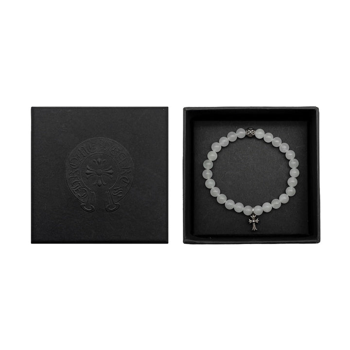 Chrome Hearts 6mm White 2 Silver Beaded Bracelet - SHENGLI ROAD MARKET