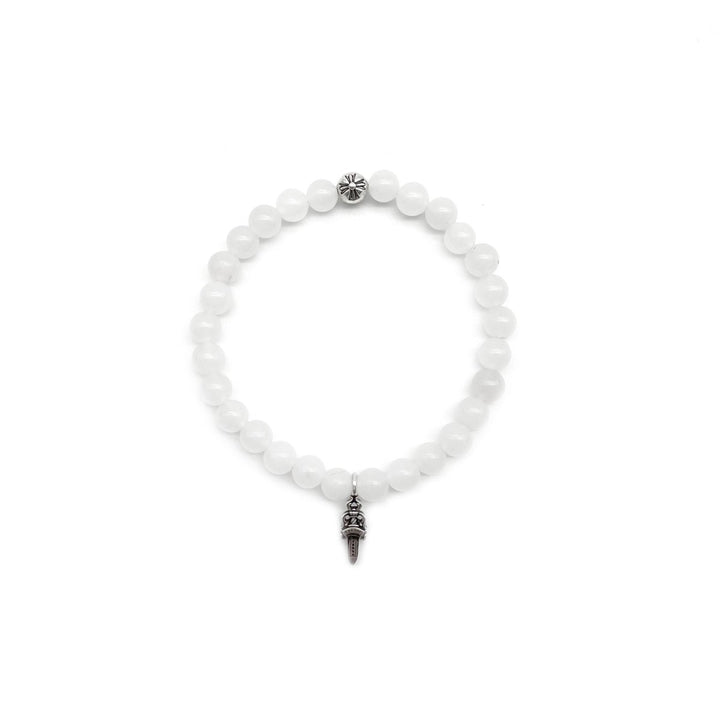 Chrome Hearts 6mm White 2 Silver Dagger Beaded Bracelet - SHENGLI ROAD MARKET