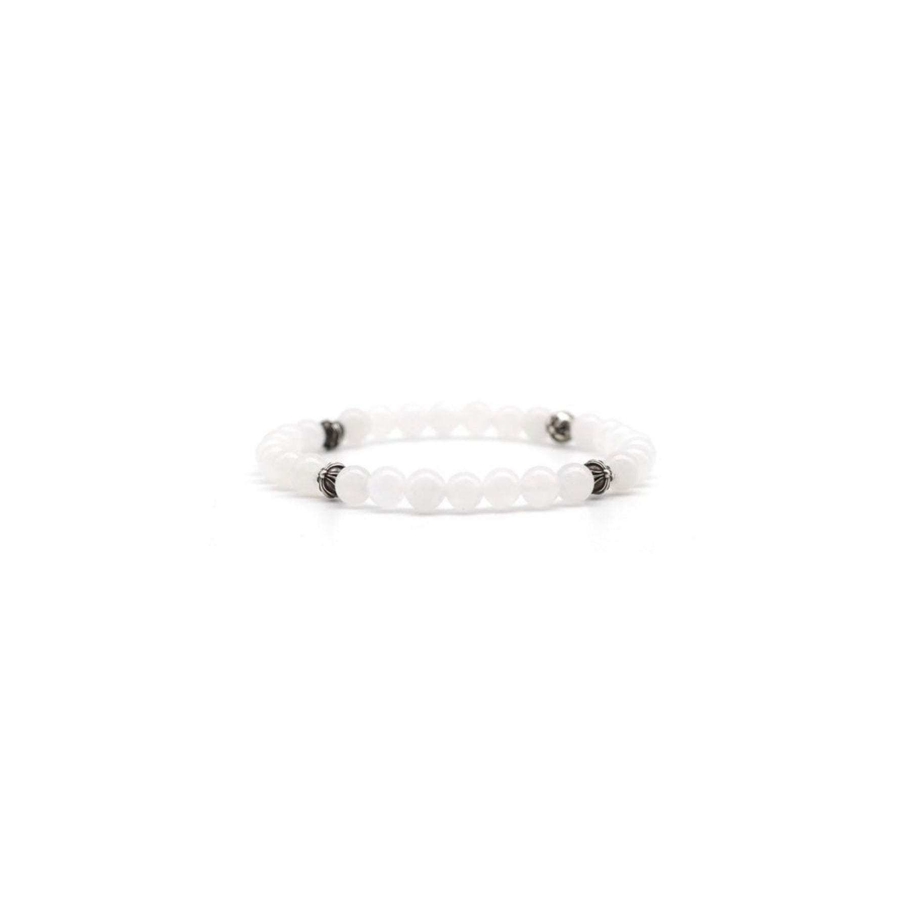 Chrome Hearts ブレスレット　ホワイト Chrome Hearts 6mm Beaded 4 Silver Cross Ball Bracelet – SHENGLI