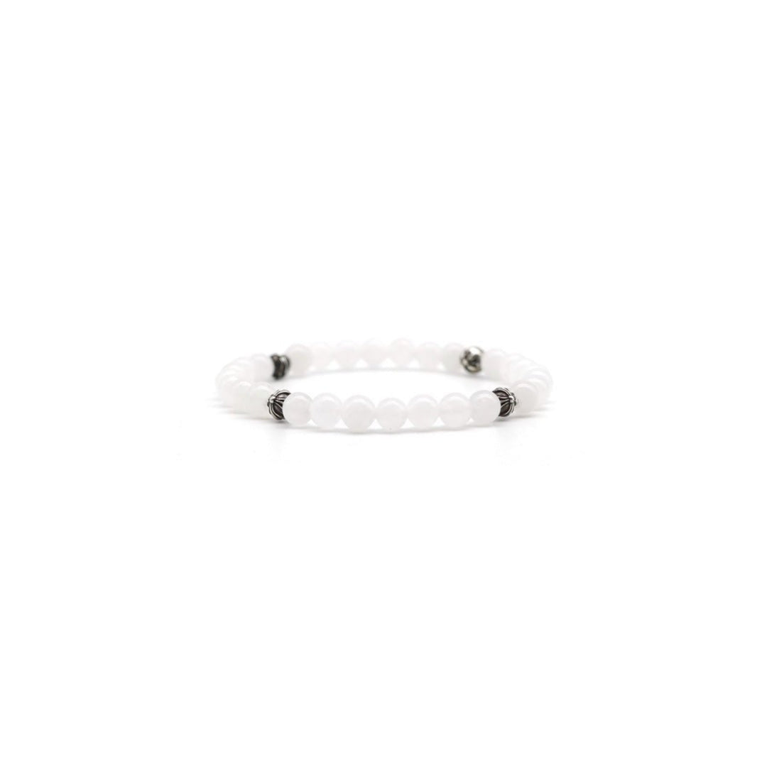 Chrome Hearts 6mm White Beaded 4 Silver Cross Ball Bracelet - SHENGLI ROAD MARKET
