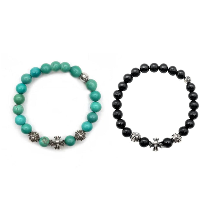 Chrome Hearts 8mm Beaded 4 Silver Bracelet - SHENGLI ROAD MARKET