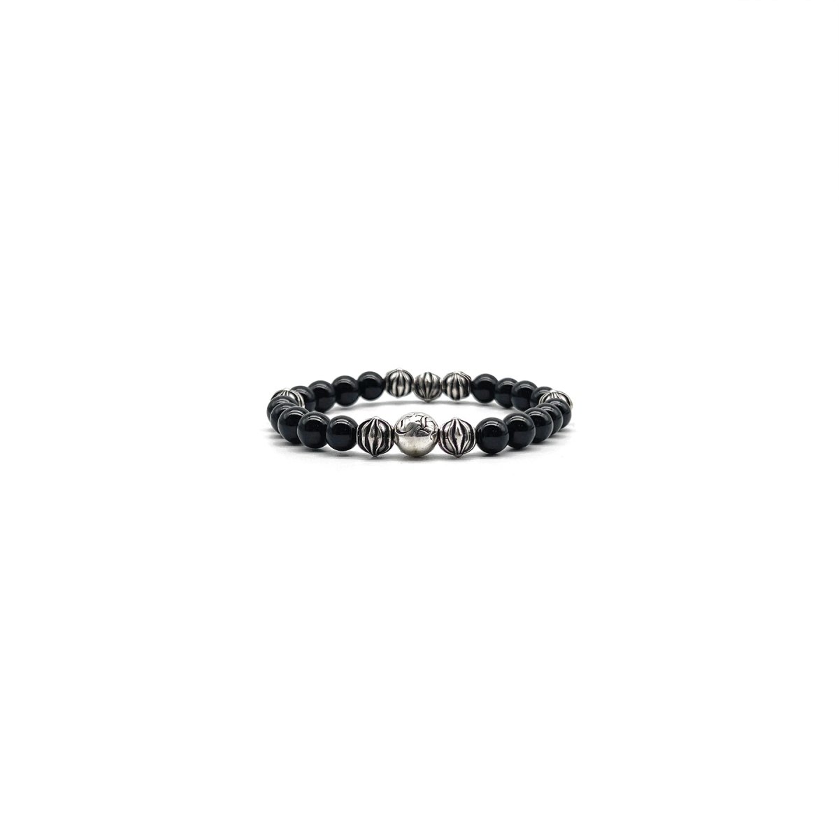 Chrome Hearts 8mm Black 8 Silver Beaded Bracelet - SHENGLI ROAD MARKET