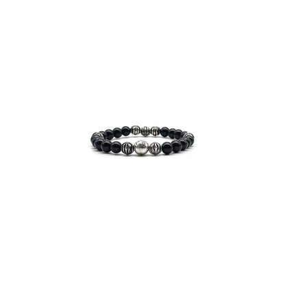 Chrome Hearts 8mm Black 8 Silver Beaded Bracelet - SHENGLI ROAD MARKET