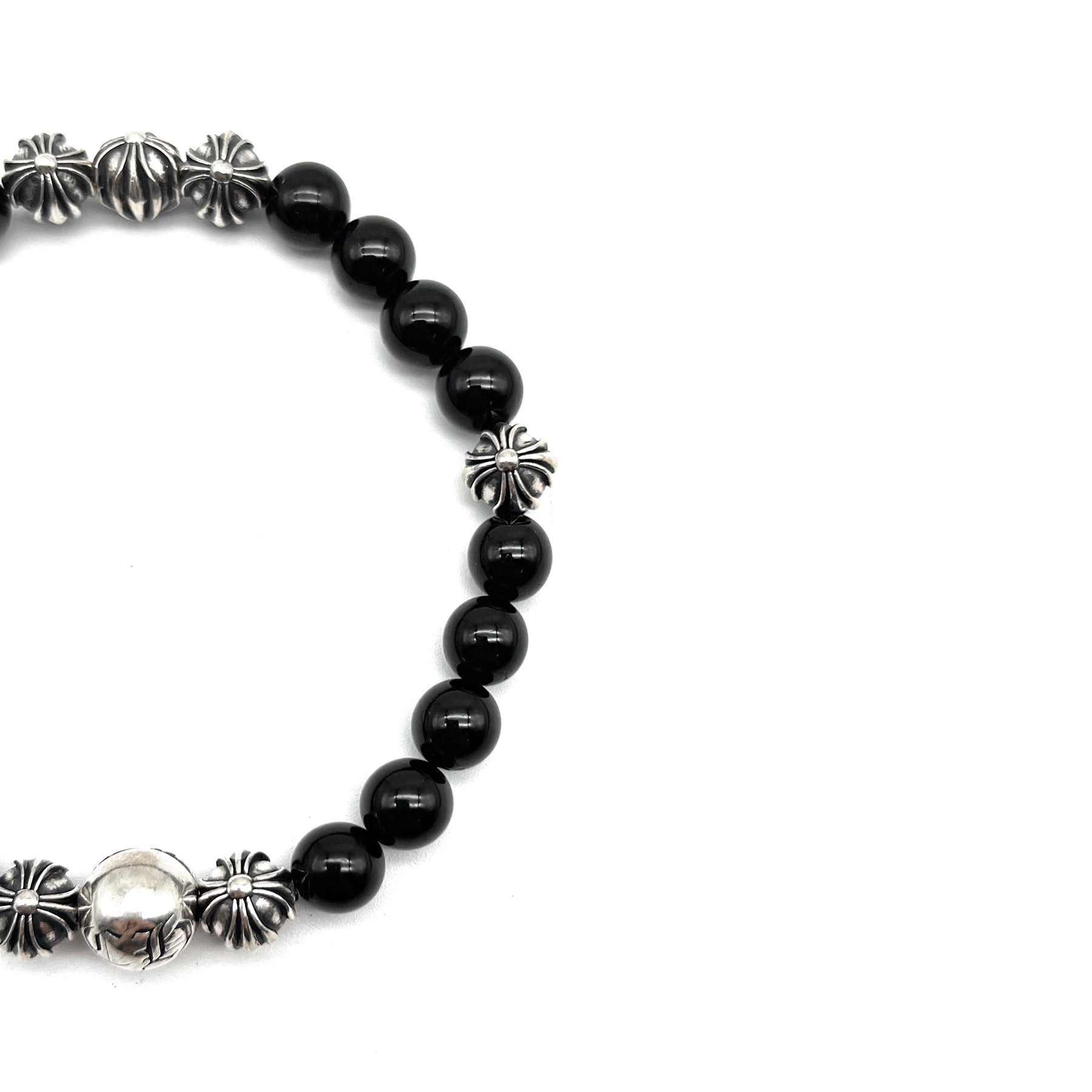 Chrome Hearts 8mm Black 8 Silver Beaded Bracelet - SRM – SHENGLI