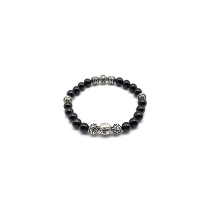 Chrome Hearts 8mm Black 8 Silver Beaded Bracelet - SHENGLI ROAD MARKET