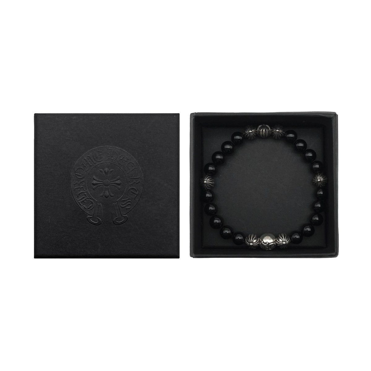 Chrome Hearts 8mm Black 8 Silver Beaded Bracelet - SRM Chrome Hearts 8mm Black 8 Silver Beaded Bracelet - SRM