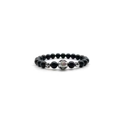 Chrome Hearts 8mm Frosted Obsidian Bead 3 Silver Bracelet - SHENGLI ROAD MARKET