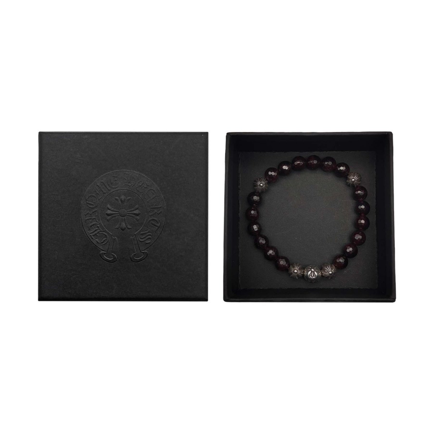 Chrome Hearts 8mm Garnet 5 Silver Bracelet - SRM – SHENGLI ROAD MARKET