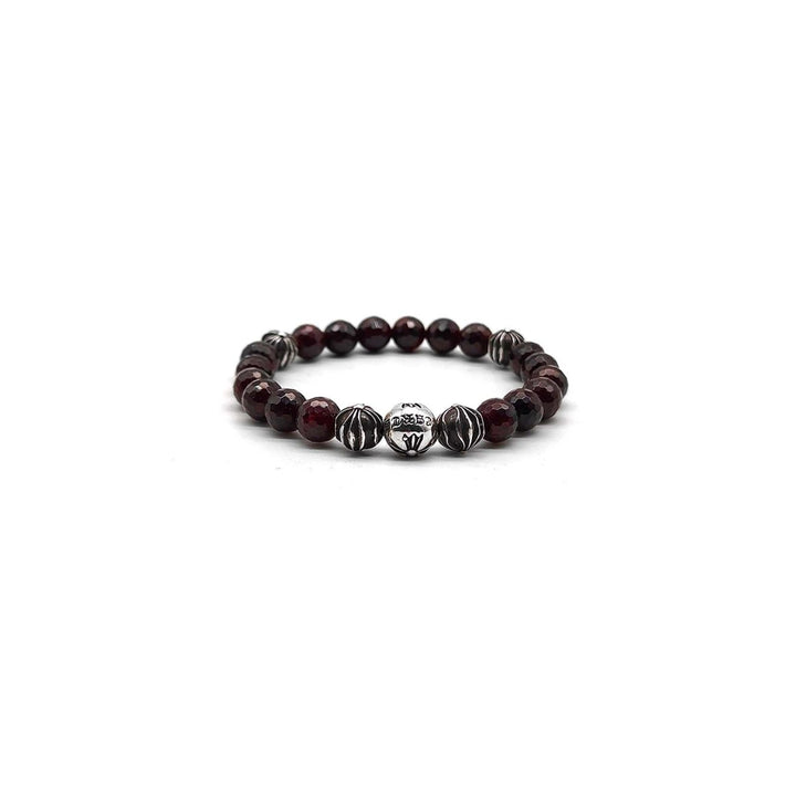 Chrome Hearts 8mm Garnet 5 Silver Bracelet - SHENGLI ROAD MARKET