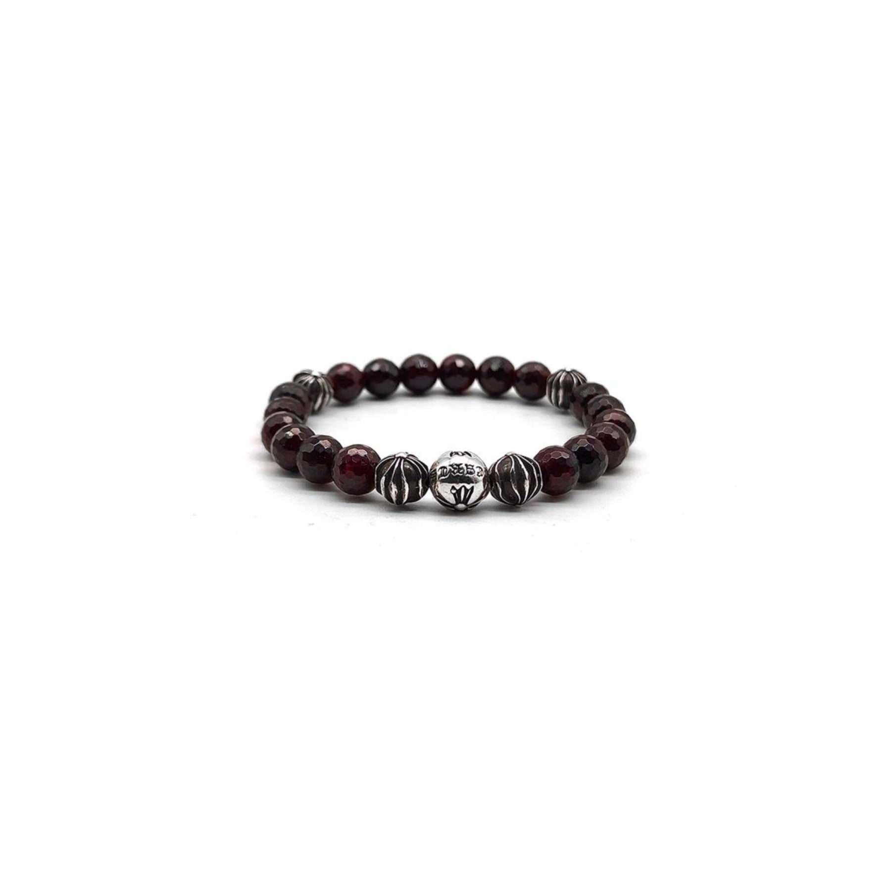 Chrome Hearts 8mm Garnet 5 Silver Bracelet - SRM – SHENGLI ROAD MARKET