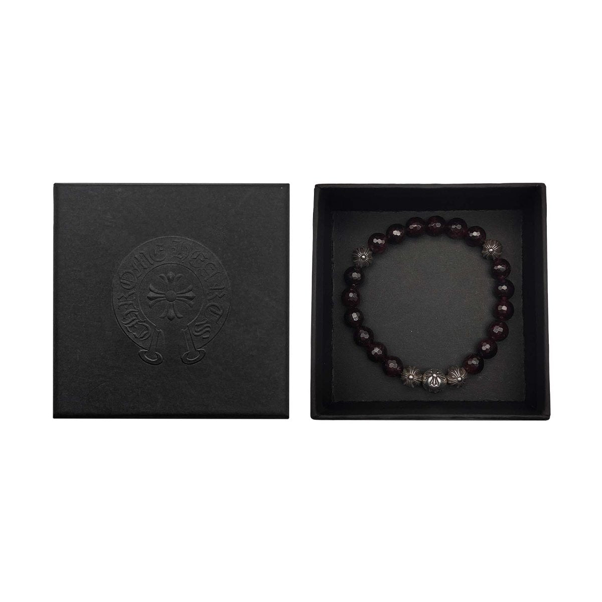 Chrome Hearts 8mm Garnet 5 Silver Bracelet - SHENGLI ROAD MARKET