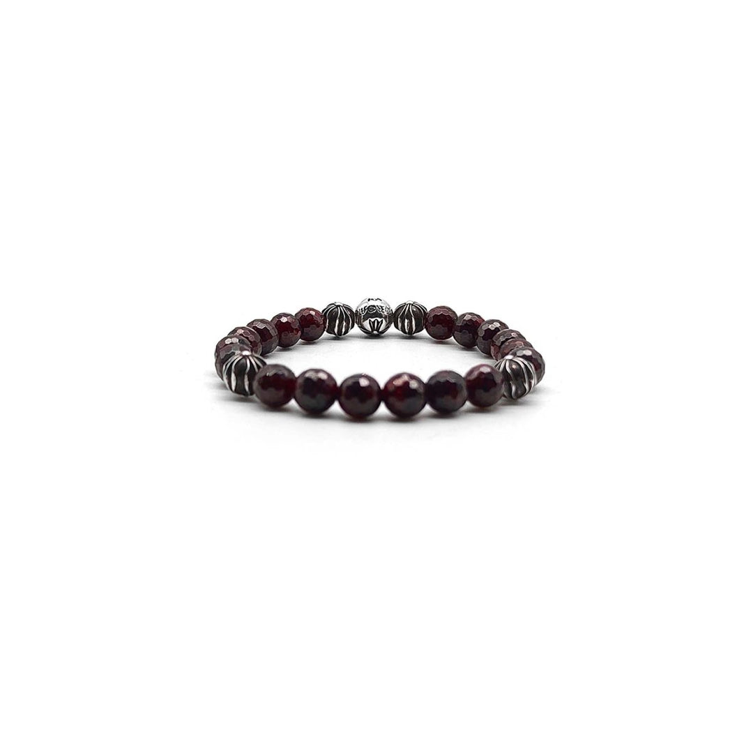 Chrome Hearts 8mm Garnet 5 Silver Bracelet - SHENGLI ROAD MARKET