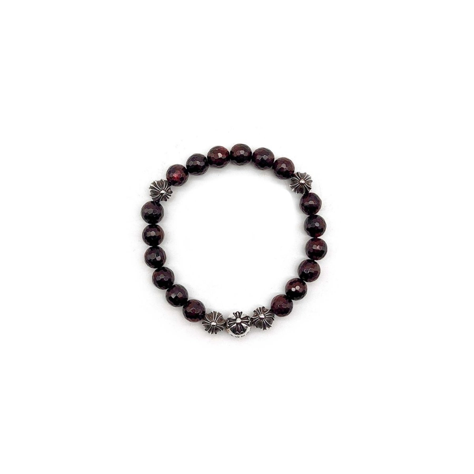 Chrome Hearts 8mm Garnet 5 Silver Bracelet - SRM – SHENGLI ROAD MARKET
