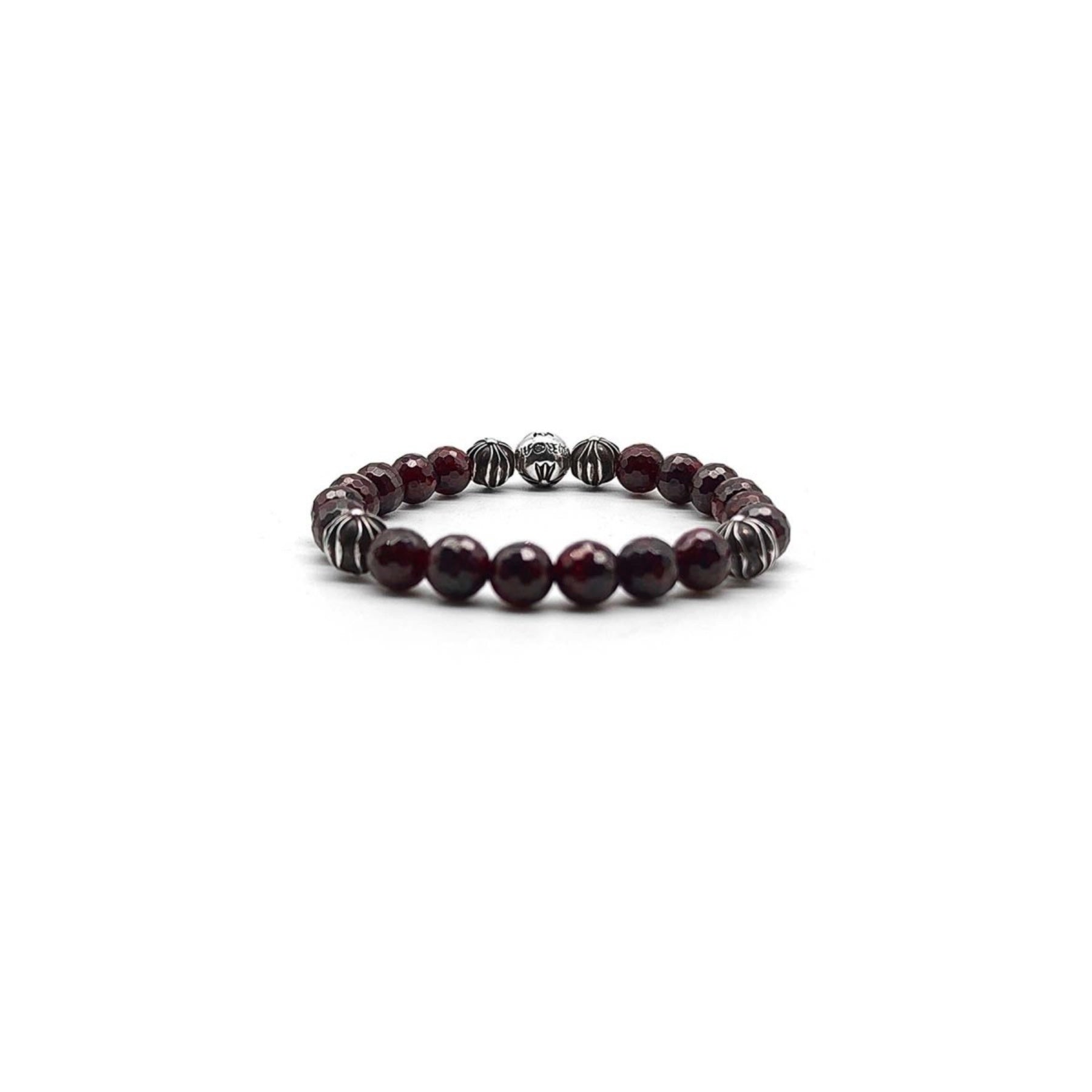 Chrome Hearts 8mm Garnet 5 Silver Bracelet - SRM – SHENGLI ROAD MARKET