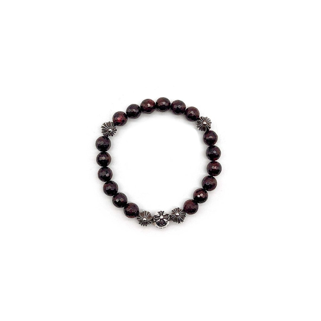 Chrome Hearts 8mm Garnet 5 Silver Bracelet - SHENGLI ROAD MARKET