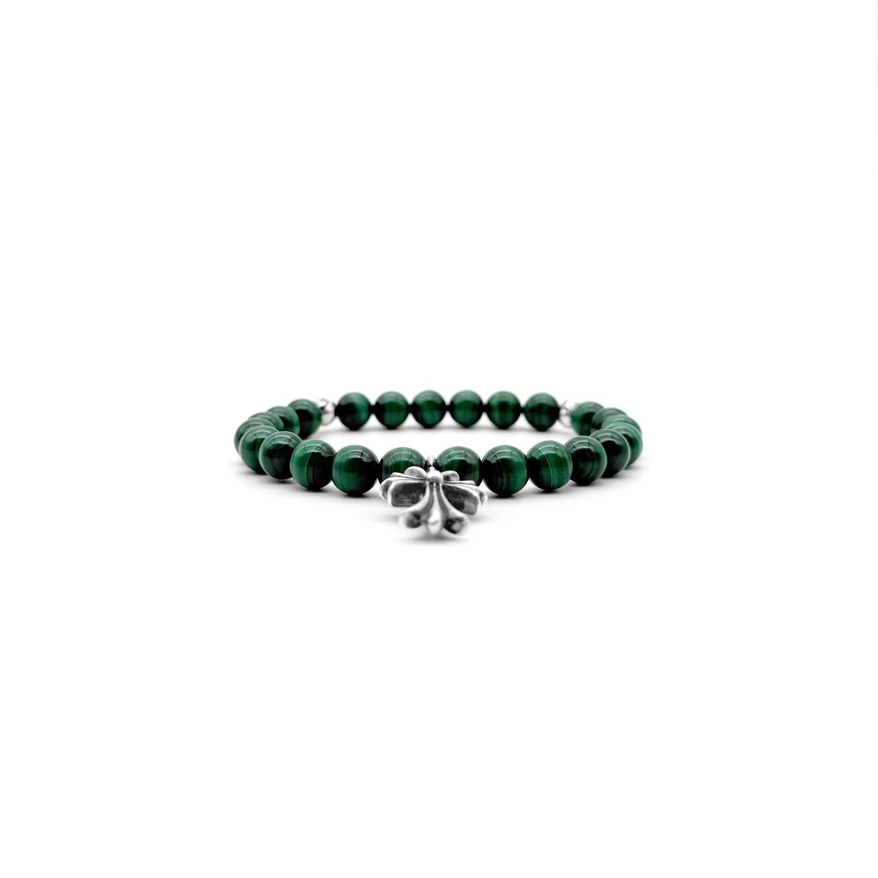 Chrome Hearts 8mm Malachite Grand Cross Pendant Bracelet – SHENGLI
