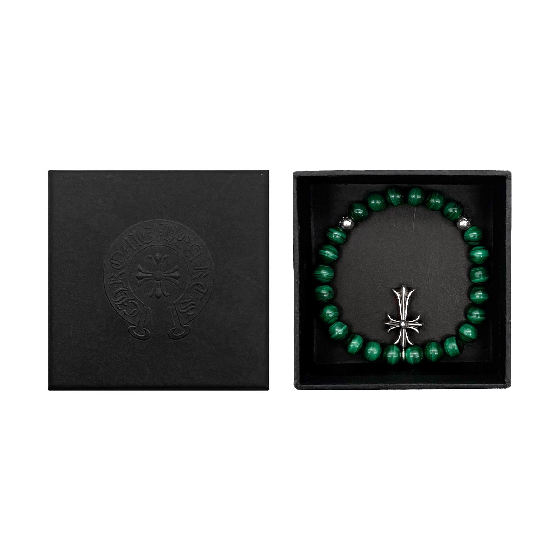 Chrome Hearts 8mm Malachite Grand Cross Pendant Bracelet – SHENGLI