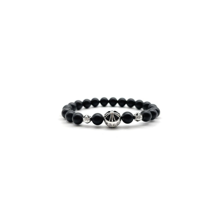 Chrome Hearts 8mm Matte Onyx Bead 3 Silver Bracelet - SHENGLI ROAD MARKET