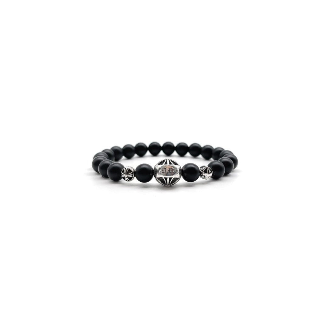 Chrome Hearts 8mm Matte Onyx Bead 3 Silver Bracelet - SHENGLI ROAD MARKET