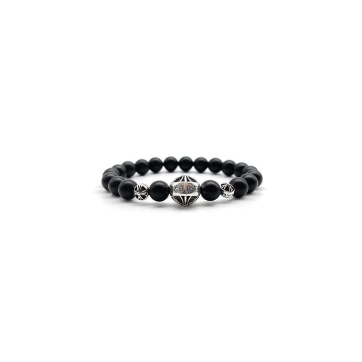 Chrome Hearts 8mm Matte Onyx Bead 3 Silver Bracelet - SHENGLI ROAD MARKET