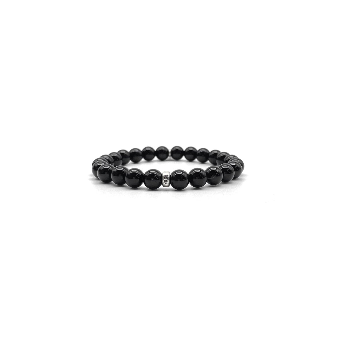 Chrome Hearts 8mm Obsidian 2 Silver Cross Bracelet - SHENGLI ROAD MARKET