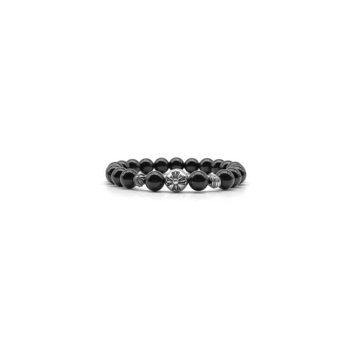 Chrome Hearts 8mm Obsidian 3 Silver Bracelet - SHENGLI ROAD MARKET