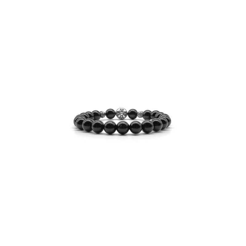 Chrome Hearts 8mm Obsidian 3 Silver Bracelet - SHENGLI ROAD MARKET