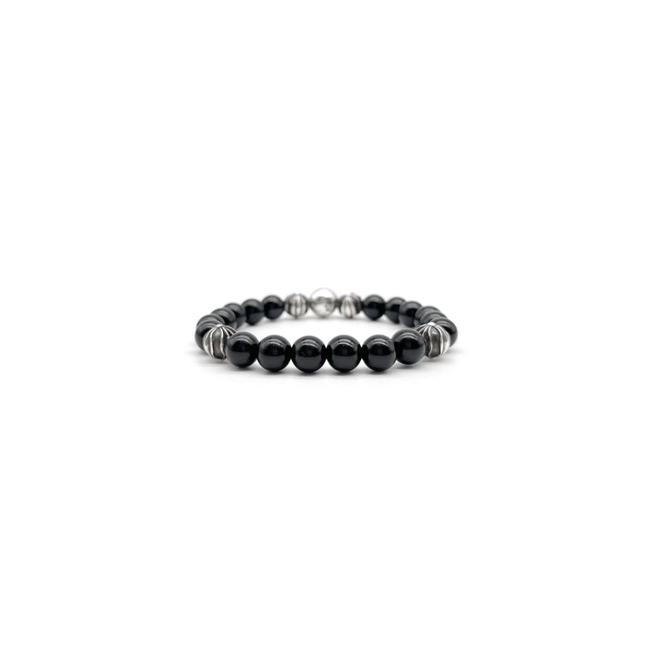 Chrome Hearts 8mm Obsidian 5 Silver Bracelet - SHENGLI ROAD MARKET