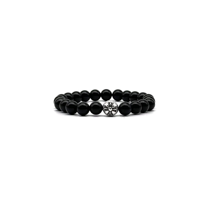 Chrome Hearts 8mm Single Silver Obsidian Cross Bracelet - SHENGLI ROAD MARKET