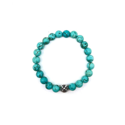 Chrome Hearts 8mm Single Silver Turquoise Cross Bracelet - SHENGLI ROAD MARKET