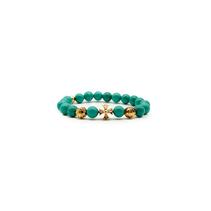 Chrome Hearts 8mm Turquoise 22K Gold Plus Beaded Bracelet - SHENGLI ROAD MARKET