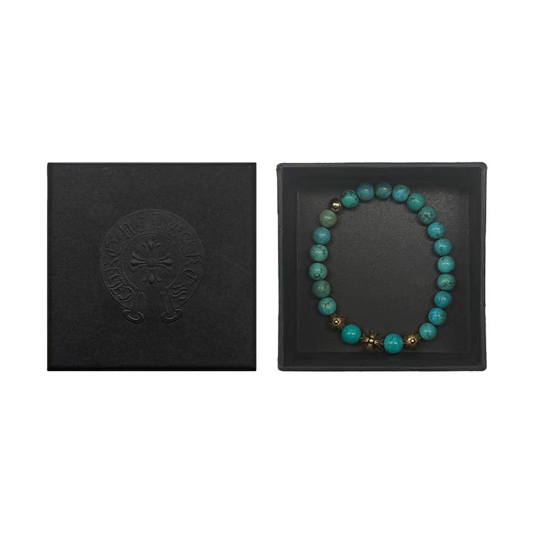 Chrome Hearts 8mm Turquoise 22K Gold Plus Beaded Bracelet - SHENGLI ROAD MARKET