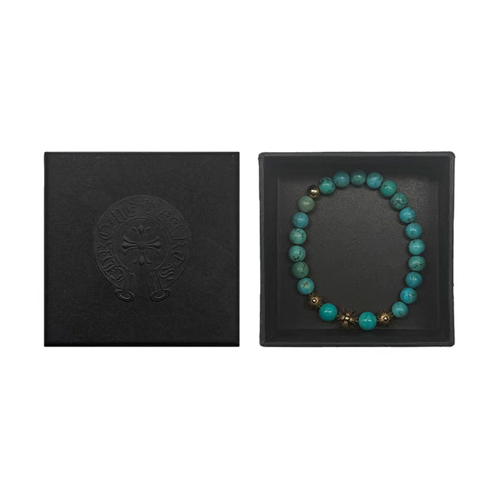 Chrome Hearts 8mm Turquoise 22K Gold Plus Beaded Bracelet - SHENGLI ROAD MARKET