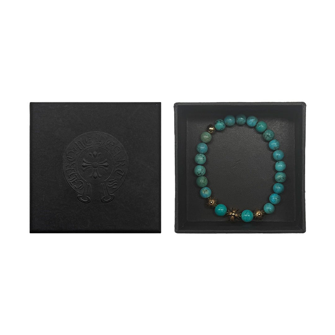 Chrome Hearts 8mm Turquoise 22K Gold Plus Beaded Bracelet - SHENGLI ROAD MARKET