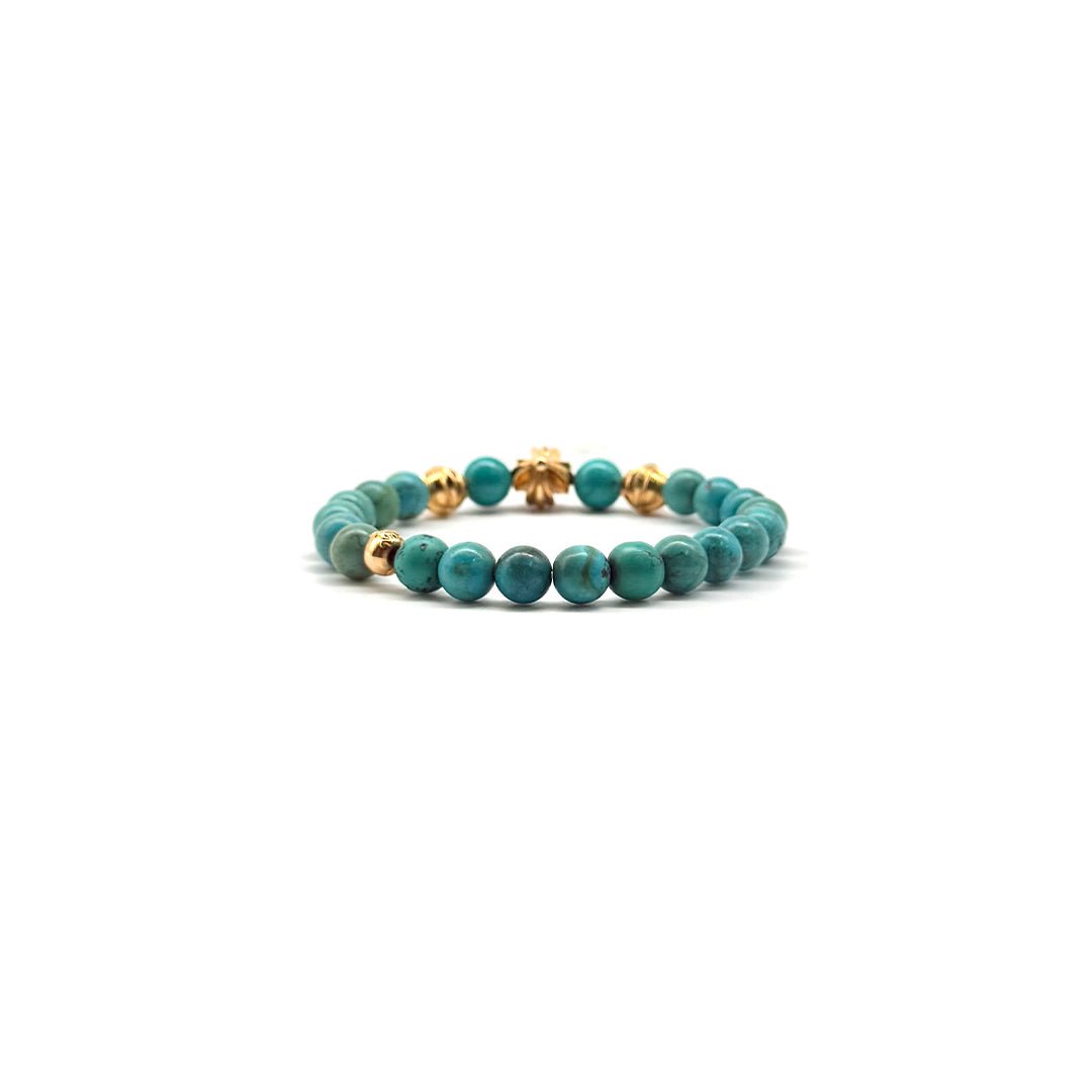 Chrome Hearts 8mm Turquoise 22K Gold Plus Beaded Bracelet - SHENGLI ROAD MARKET