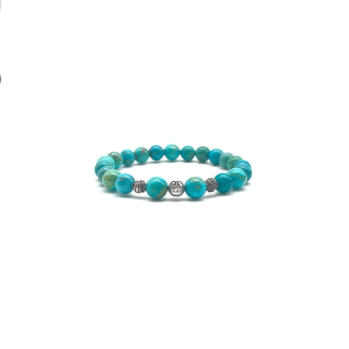 Chrome Hearts 8mm Turquoise 3 Silver Cross Bracelet - SHENGLI ROAD MARKET