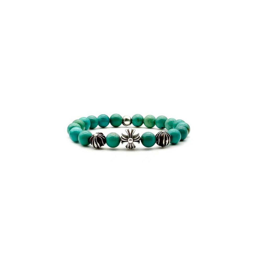 Chrome Hearts 8mm Turquoise 4 Silver Plus Ball Beaded Bracelet - SHENGLI ROAD MARKET