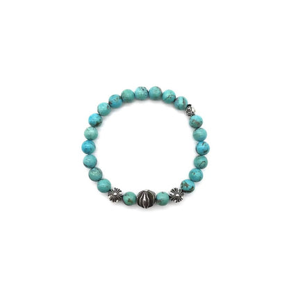 Chrome Hearts 8mm Turquoise Blue 4 Silver Plus Ball Beaded Bracelet - SHENGLI ROAD MARKET