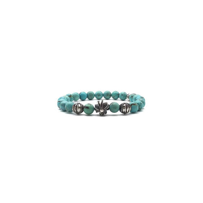 Chrome Hearts 8mm Turquoise Blue 4 Silver Plus Ball Beaded Bracelet - SHENGLI ROAD MARKET