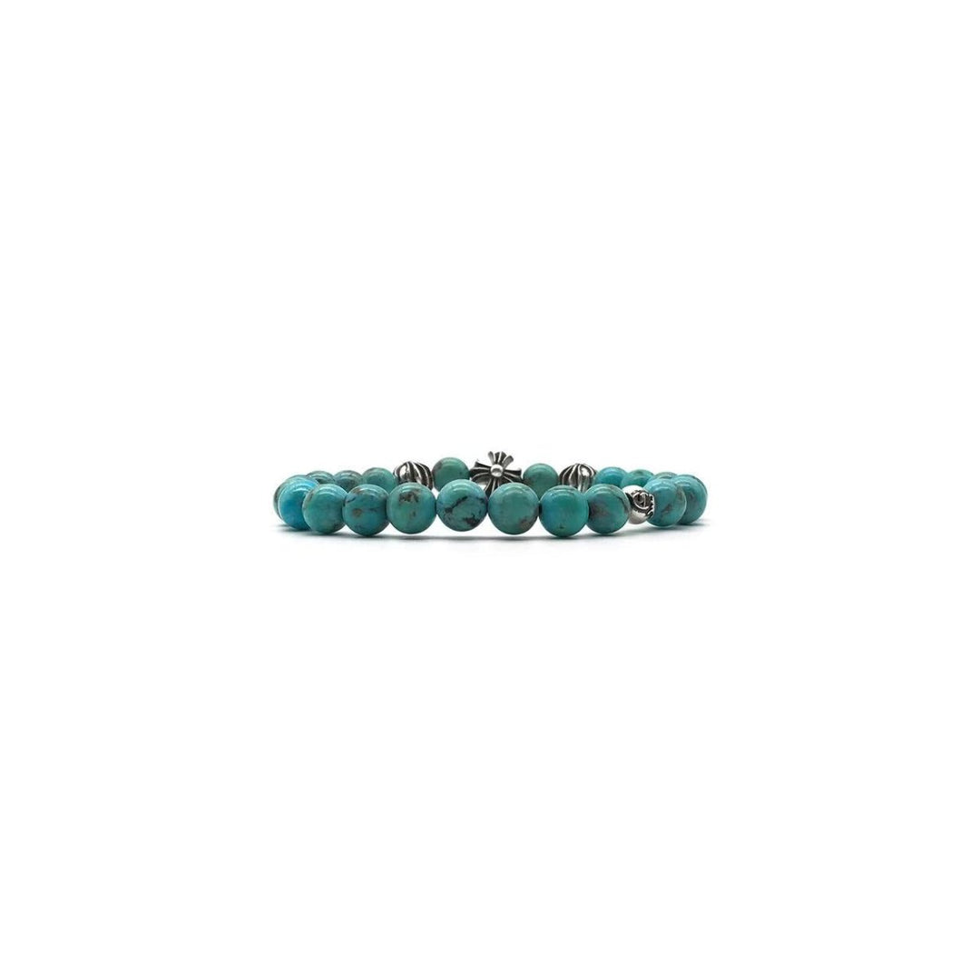 Chrome Hearts 8mm Turquoise Blue 4 Silver Plus Ball Beaded Bracelet - SHENGLI ROAD MARKET