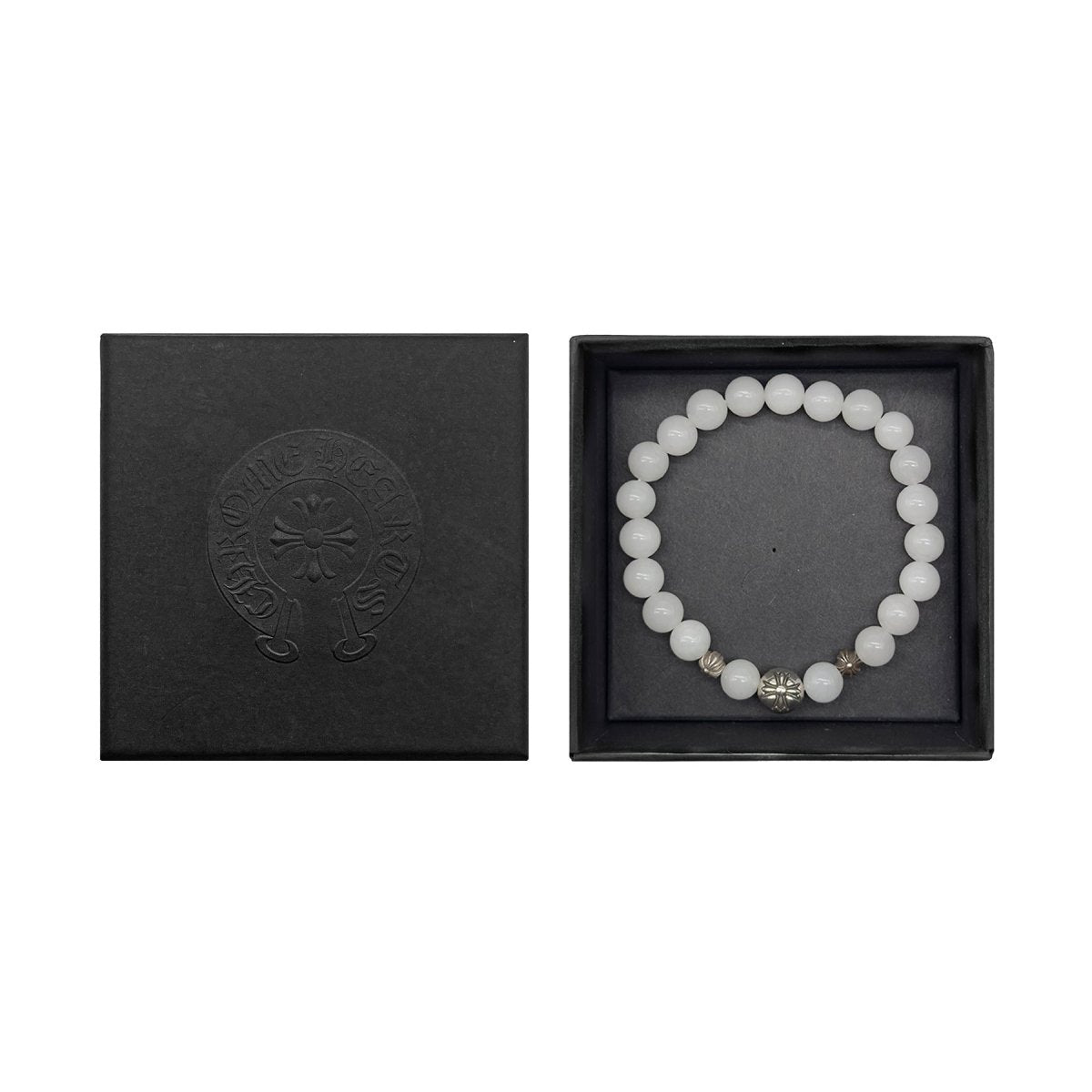 Chrome Hearts 8mm White Agate 3 Silver Bracelet - SHENGLI ROAD MARKET