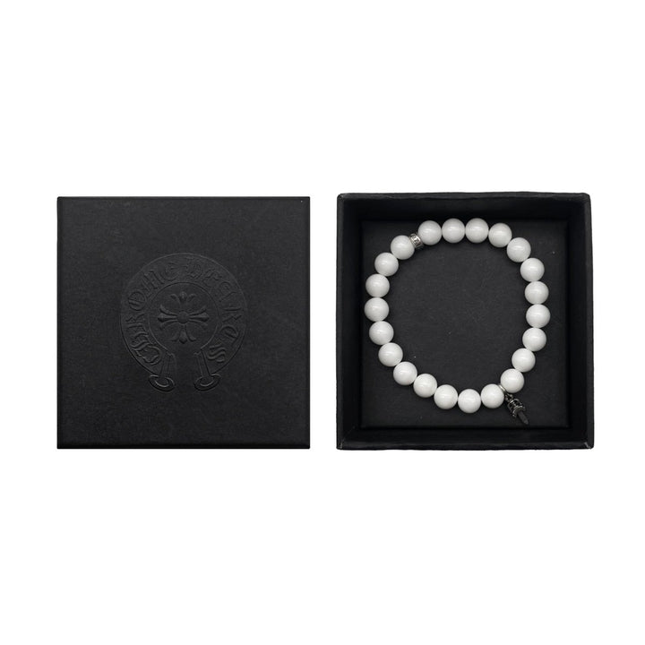 Chrome Hearts 8mm White Agate Bead Dagger Bracelet - SHENGLI ROAD MARKET