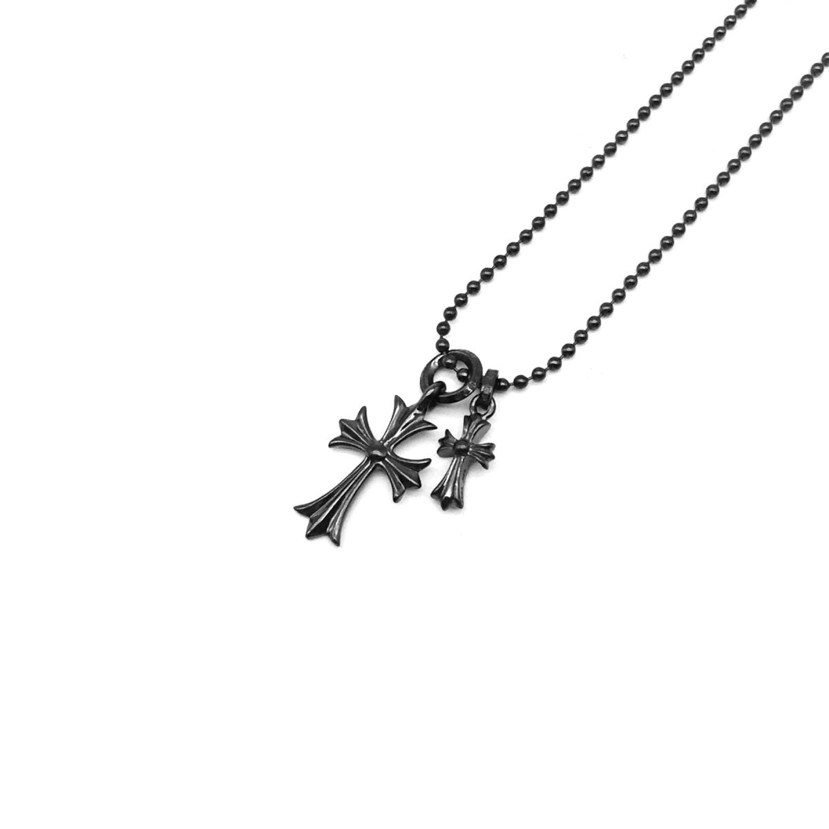 Chrome Hearts 925 Black Sliver Cross Pendant Necklace - SHENGLI ROAD MARKET