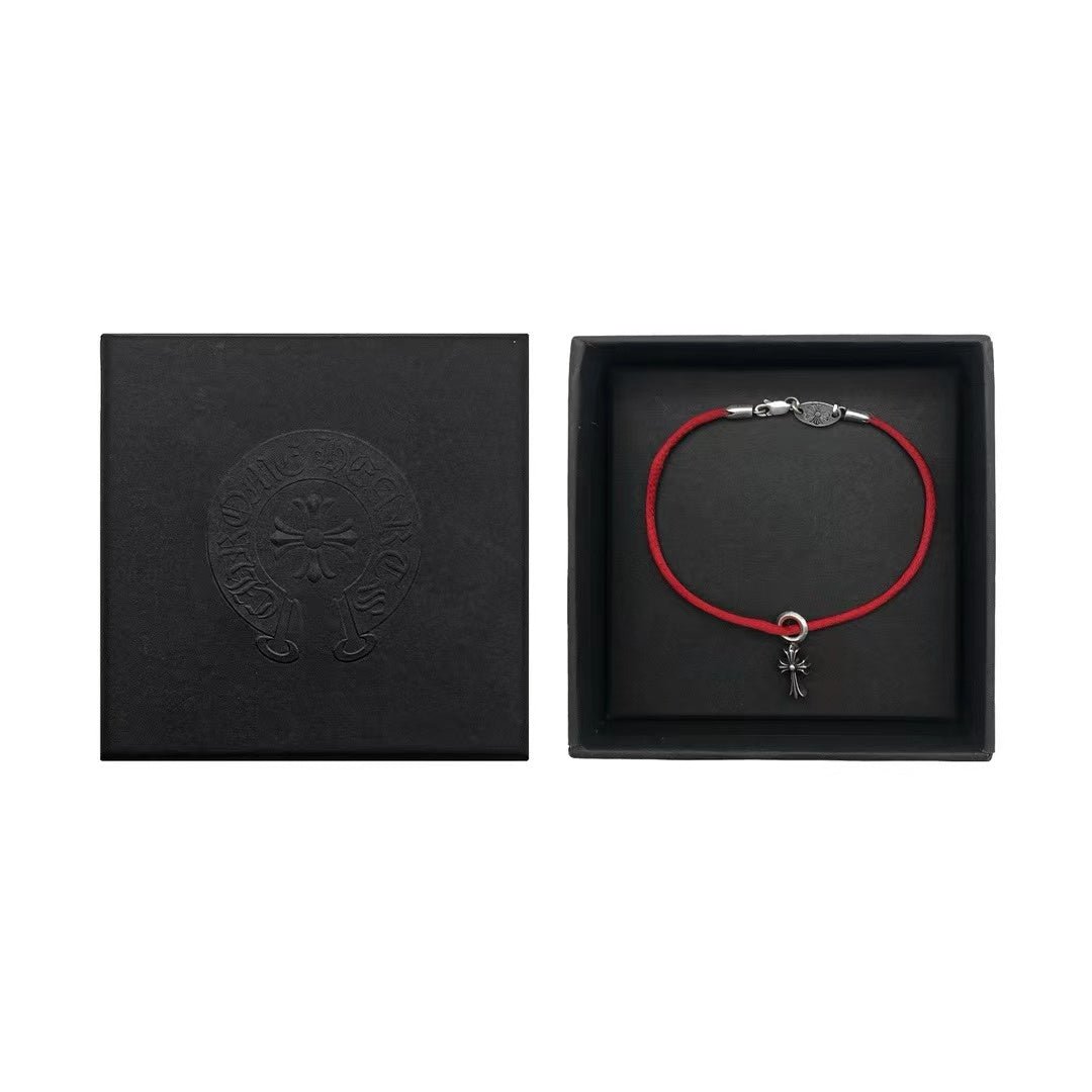 Chrome Hearts 925 Silver Cross Pendant Red Cord Bracelet - SHENGLI ROAD MARKET