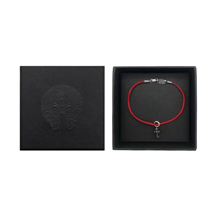 Chrome Hearts 925 Silver Cross Pendant Red Cord Bracelet - SHENGLI ROAD MARKET