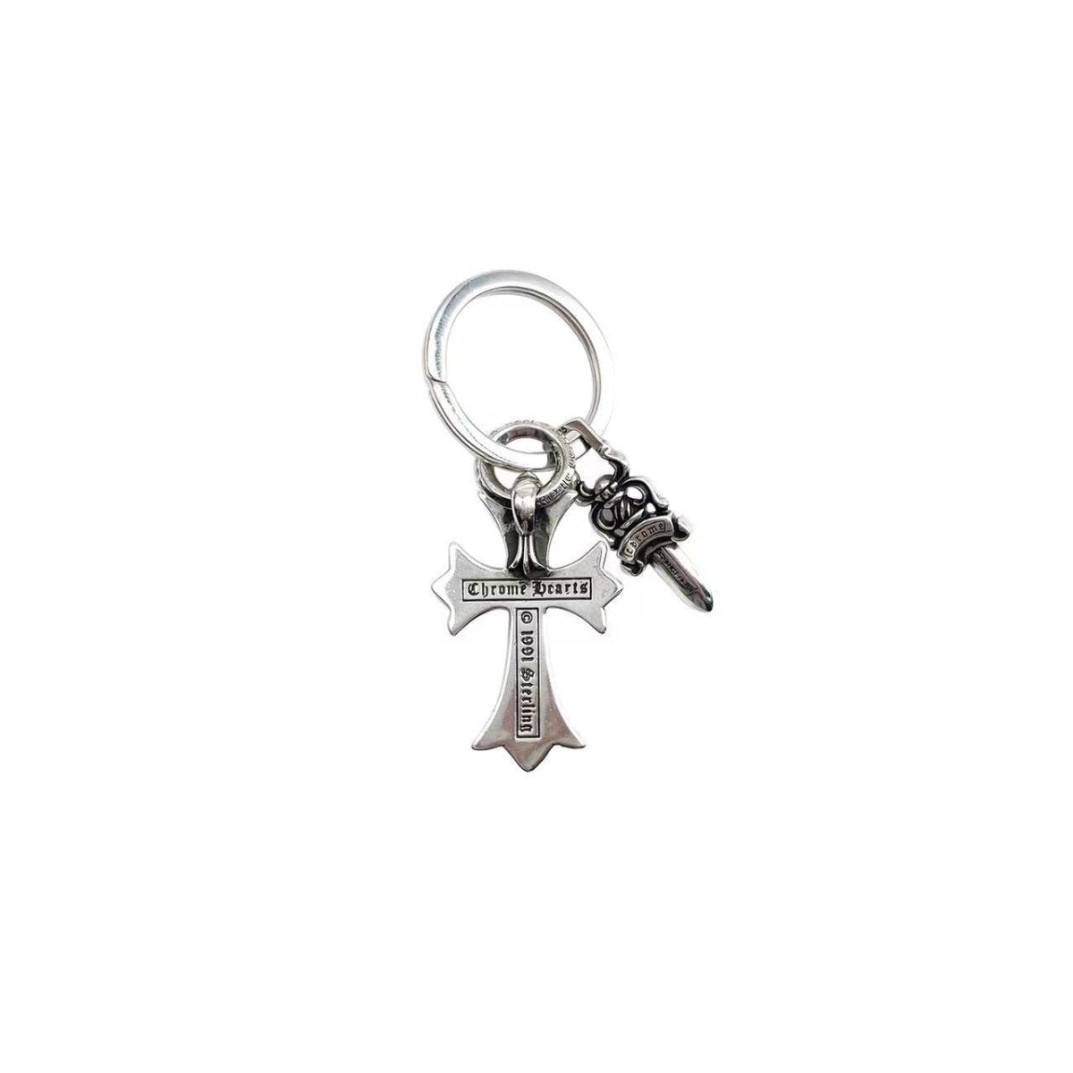 Chrome Hearts 925 Silver Cross&Dagger Keyring - SRM